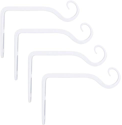 Mkouo 4 Pack Wandhaken Hängende Pflanzenhalterung Decorative Gerader Pflanzenhänger for Bird Feeders, Planters, Lanterns, Wind Chimes Indoor Outdoor, White,15cm