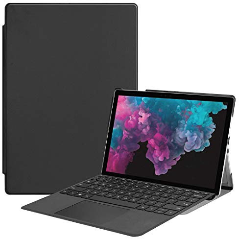 Funda para Microsoft Surface Pro 4 5 6 7 de piel sintética con tapa y función atril, ultra fina y ligera funda protectora para Microsoft Surface Pro 4 5 6 7 (teclado no incluido) negro