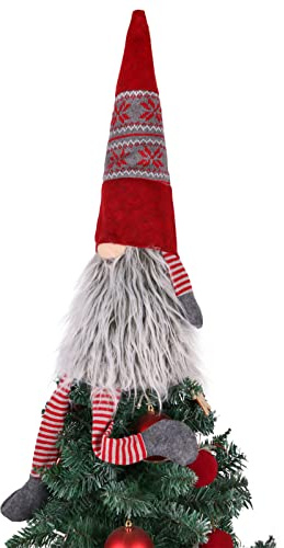 Zeraty Christmas Gnome Tree Topper, Plush Santa Gnome, Tree Top Decor | Compressible Spring Design, Easy Storage, Plush Fabric, Scandinavian Christmas Ornaments, Multi-Scene Decor, Holiday Gift