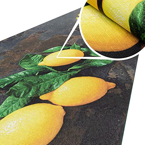 ANRO Küchenteppich Küchenläufer Teppich Läufer Küche waschbar rutschfest Limoncello Abwaschbar 120 x 52cm