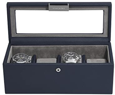Stackers Navy Blue 4 Piece Watch Box