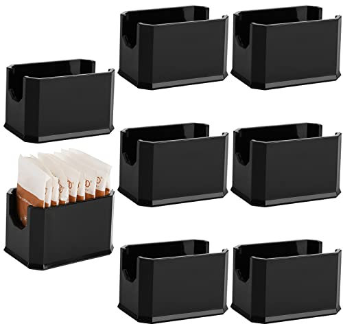 Dicunoy Set of 8 Sugar Packet Holder, Plastic Black Sugar Caddy for Restaurant, Sachet Holder, Sugar Bag Sweetener Packets Storage Container Box for Coffee Bar, Table