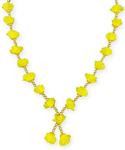 Bhakti Lehar (Size: 16 Inch) Artificial Yellow Foam Rose Flower Garland for Photo Frame and God Idol/Pearl Moti Gulab Mala Haar for Loved Ones