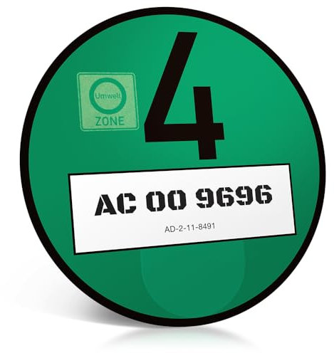 schildEVO Offizielle Grüne Umweltplakette | Legal & Amtlich | Euro 4 Feinstaub-Plakette | Grüne Plakette für Umweltzone | environmental badge | emissions sticker (ARMY-Schrift)