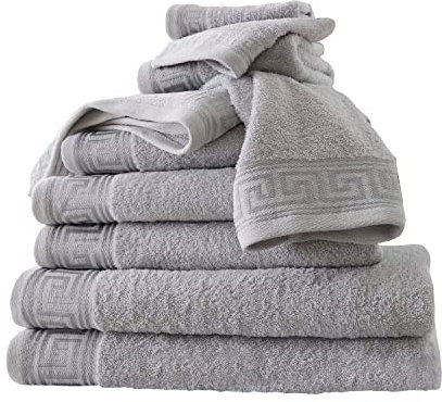GC GAVENO CAVAILIA Handtuch-Set, 500 g/m², 8-teiliges Handtuch-Set, 2 Handtücher + 2 Badetücher + 4 Gesichtshandtücher | Familienpackung aus ägyptischer Baumwolle | Grau