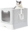 BingoPaw Bac Litière Chat Pliable: Maison de Toilette XXL pour Chats Grande Taille Anti Odeur Caisse Litière Fermée 51 x 41 x 38 cm Blanc
