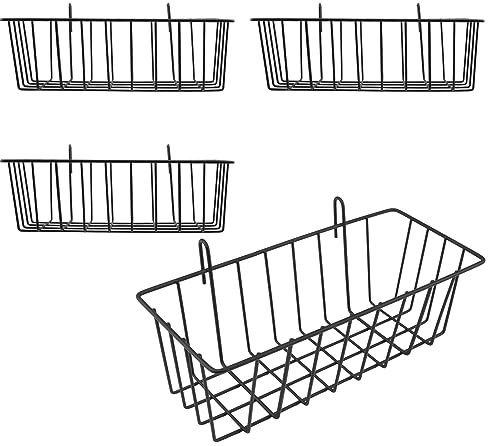 NAMYEUT 4 Cestas de Rejilla Con Ganchos, Estantería de Metal Para Pared, Diseño Cuadrícula, Uso 23 x 10 x 7,5 cm
