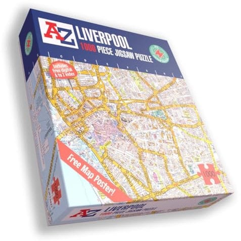 Karte von Liverpool von A bis Z für Erwachsene – 1000-teiliges Puzzle-Geschenk – Karten-Puzzles, Karten-Geschenk