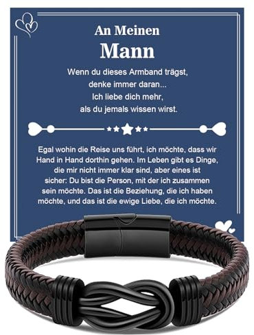 VGWON Geschenk für Männer, Herren Lederarmband, Geschenk für Paare Ehemann Freund Sohn Papa Opa, Geschenk für Weihnachten Valentinstag Vatertag Geburtstage 249