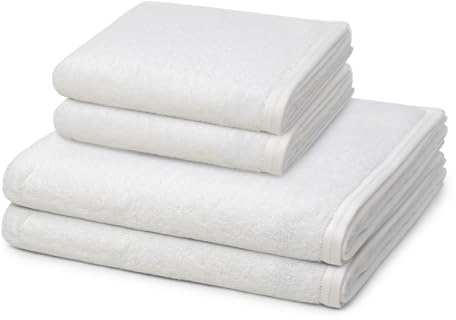 Vossen - 4 teiliges Frottier-Set - Vegan Life (2 X Handtuch 2 X Duschtuch im Set) - 580 g/m2 - Baumwolle - Frottee - saugstark - weich und flauschig - Weiß
