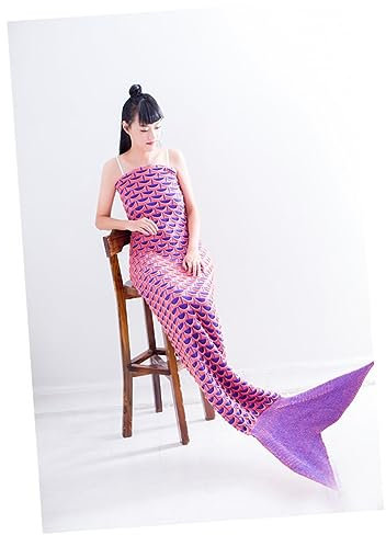 Amosfun Meerjungfrau Decke Aus Strick Mit Schuppen Luxuriöser Schlafsack Für Erwachsene Und Jugendliche Gemütlich Und Warm Für Sofa Und Bett Orange