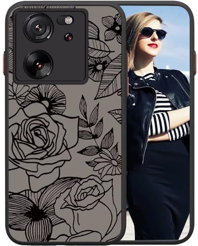 POUHYE Handyhülle für Xiaomi 13T/ 13T Pro Hülle, Weiche Silikon Stoßfeste Schutzhülle Case, Matte durchsichtige Anti-Kratzer PC Rückseite Volle Kamera Schutzabdeckung 3D Rose Muster Print Design