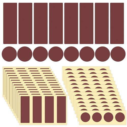 120 Stück Match Striker Papers mit Klebstoff, 60 Runde und 60 Rechteckige | Match Striker Paper für den Austausch von Match Rack Beckenpapier (Braun)