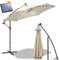 Daromigo Sombrilla de 300/350 cm con manivela | Sombrilla con soporte | Sombrilla de jardín, protección UV de aluminio | Sombrilla de mercado impermeable para jardín, Beige con LED Solar, Ø 300 cm