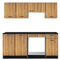 Vente-unique-Cocina Completa - con encimera de 180 cm - Natural y Negro - TRATTORIA