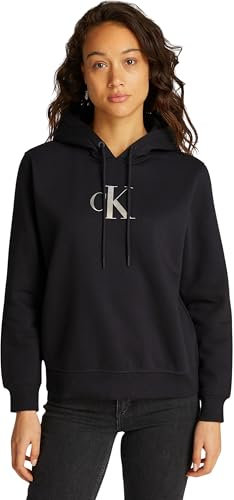 Calvin Klein Sweat à Capuche Femme Gradient avec Cordon de Serrage, Noir (CK Black), L