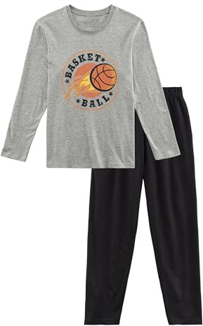 AUTHENTIC LE JOGGER Teenager Pyjama Jungen Schafanzug aus 100% Baumwolle, lang, mit Rundhals, Hose mit bequemem Gummizugbund | Jungen Schafanzug aus 100% Baumwolle, lang, mit Rundhals, Hose mit bequemem Gummizugbund
