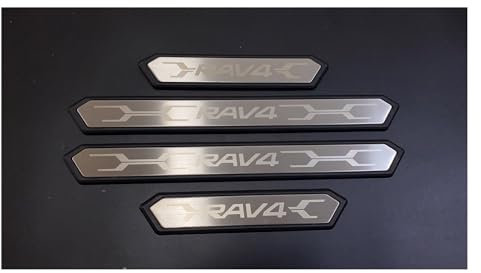 Car Door Sill Protector Strips for Toyota RAV4 2010-2024, Sticker Trim Non Slip Anti Scratch Stainless Steel Material, 4 Pcs