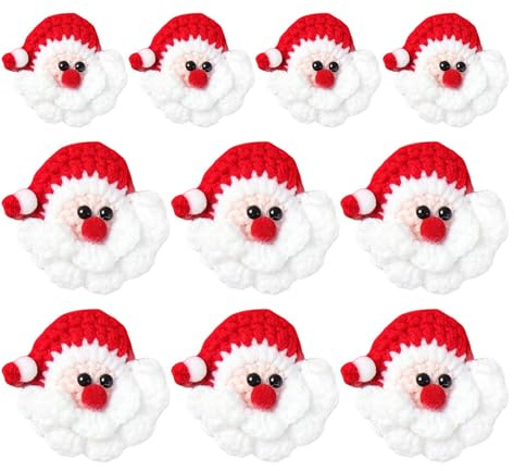 Strickender Weihnachtsmann Dekoration 10 Stück Gestrickter Weihnachtsmann | Weihnachtswolle Accessoire Für Handy Schmuck Brosche Kleidung Puppen Haarnadel Party