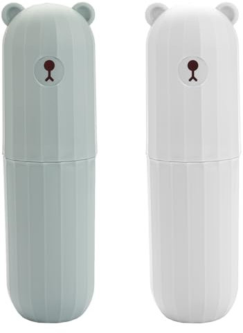 2 Pezzi Porta Spazzolino Bambini, Portaspazzolino da Viaggio, Custodia Spazzolino, Plastica Portatile Portaspazzolini da Viaggio Copri Spazzolino, Adatto per Casa, Scuola, Viaggio, Campeggio