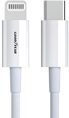 Goodyear 1 Cavo USB-C a Lightning 2.0, 100cm, per IPhone 14/14 Plus/14 Pro/14 Pro Max/13/13 Mini/13 Pro/13 Pro Max/12/12 Mini/12 Pro/12 Pro Max/SE/11/11 Pro/ 11 Pro Max/XR/XS Maxi/XS/X/8/8 Pl/7 Pl