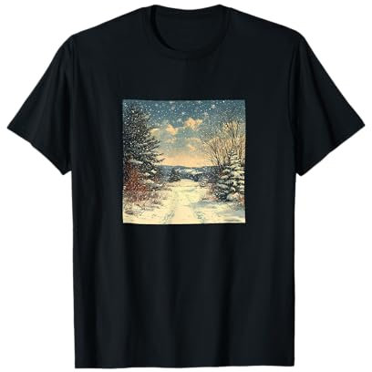 Grafica vintage paesaggio prato innevato Maglietta