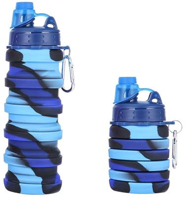 hssopa Botella Plegable,Vaso Plegable 500ml,Botella Agua Sin BPA,Botella Agua Plegable Viaje,Equipo Camping,Accesorios Trekking,Botella Agua Deportiva,Botella Agua Gimnasio,Correr Fútbol Montañismo