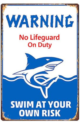 KESOTO Risiko Pool Schild Zinn Dekor für Schwimmbadgärten, Style D