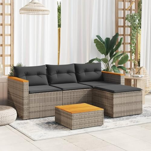 IKAYAA Rattan gartenmöbel Set Balkon Lounge L Form Balkonmöbel Kleiner Balkon Balkonsofa Garten Lounge Set Lounge Sofa Outdoor Rattan Ecklounge-3-tlg