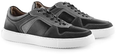 Silver Street London Trentham Mens Trainers Premium Leather Classic Casual Shoes Extra Padded Comfort Sneakers for Men, Black, UK 11
