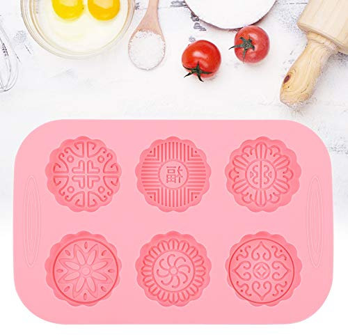 Luqeeg 6 Slot Stampo Mooncake Fai -da -te, Bakeware in Silicone di Grado Alimentare per Torte di Luna, Biscotti, Gelato, Riutilizzabile, Lavastoviglie con una Bella Schema per la Torta Al Cioccolato