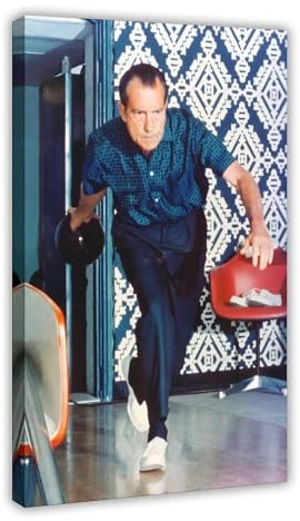 GIEIG Richard Nixon Bowling Vintage-Foto-Leinwand-Kunst-Poster und Wandkunst, Bilddruck, modernes Familienschlafzimmer, Dekorrahmen, 30 x 45 cm