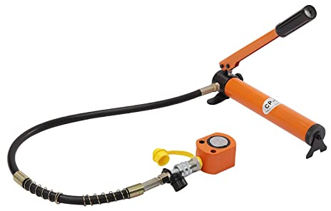 10T Hydraulic Cylinder Jack, Low Profile Single-Acting Mini Jack Ram, Short Steel LiftingJack with CP-180 Hydraulic Hand Pump, 0.43 Stroke Portable Power Ram