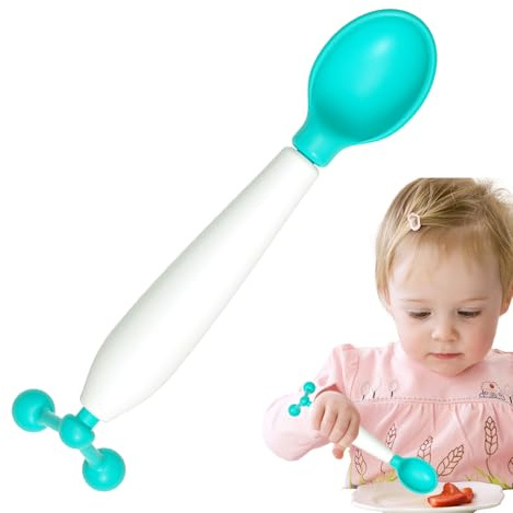 Cuillère à changement de couleur, rotation à 360 °, pour ustensiles, vaisselle de table pour filles, enfants, petits enfants, pour la maison, les voyages