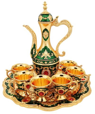 Service à thé marocain 6 pièces, ensemble de tasses à café turques avec Pot, accessoires de cuisine Vintage pour la maison, fête mariage, vert-thé turc