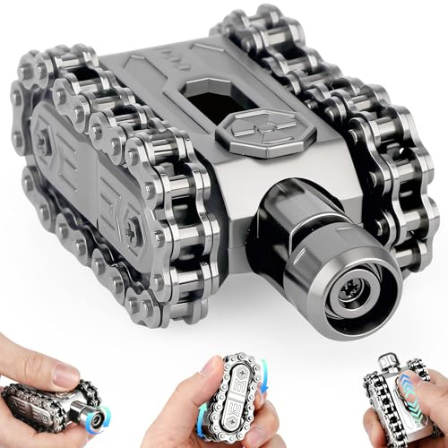 Tank Chain Fidget Hand Roller Finger Slider Spinner, Metall Stress Relief Focus Tool für Männer Büro Zuhause Reisen Schwarz