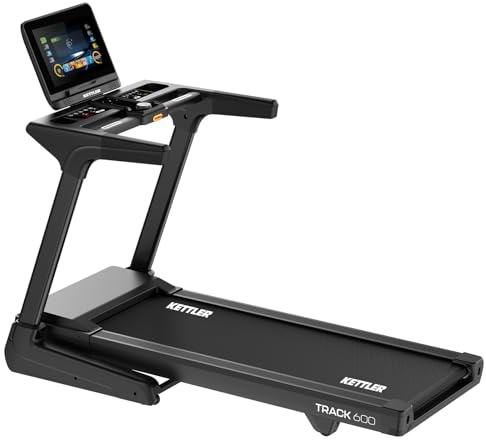 KETTLER Laufband Track 600 – Premium Heimtrainer mit 15,6 Touchscreen & 3 PS Motor – Bis 20 km/h & 10% Steigung – Klappbar, 46 Programme – App-kompatibel (Kinomap, ZWIFT) – Belastbar bis 150 kg