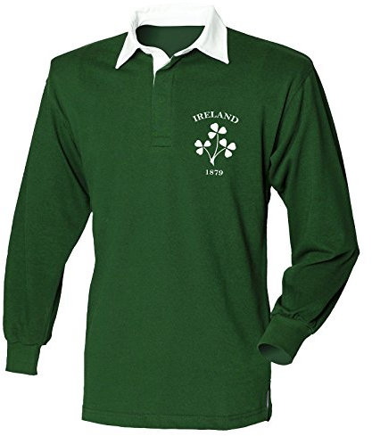 Camiseta de rugby irlandesa de manga larga, regalo para hombre, verde botella, XXL