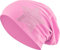 Jersey Baumwolle elastisches Long Slouch Beanie Unisex Herren Damen mit Strass Stern Steinen Mütze Heather in 35 (2) (Light Pink)