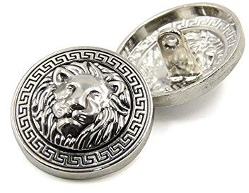 10PCS Kleidung Knöpfe - Mode Lion Head Sewing Button Runde geformte Metallknopf-Set für Männer Frauen Blazer, Mantel, Uniform, Hemd, Anzug und Jacke (Silber, 25mm)