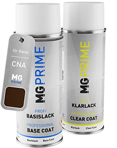 MG PRIME Autolack Sprühdosen Set für Dacia CNA Brun Cajou Metallic/Mahagoni Braun Metallic Basislack Klarlack Spraydose 400ml