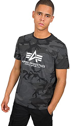 Alpha Industries Herren Basic T-Shirt, Black Camo, L