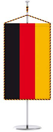 Vispronet® 15 x 25 cm Tischbanner Nationalfahne Set ✓ Fahne & Chrom-Ständer ✓ Kordel-Rand (Deutschland)