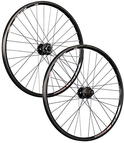 26 Zoll Laufradsatz Hohlkammer geöst Shimano 6 Loch V-Brake Disc 7-11 Fach schwarz