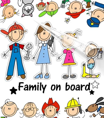 STICKEREDO. Adesivi famiglia a bordo per vetri auto personalizzati colorati, tanti soggetti disponibili bimbo a bordo mamma papà cane gatto Sticker baby on board. APPLICAZIONE ESTERNA