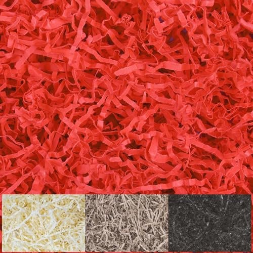 Creative Deco 200g Red Kraft Shredded Tissue Paper | Basket Box Hamper Filling Gift Box | Wood Wool Replacement | Decorative Straw Packaging | Birthday Anniversary | Comes in Blue Bag