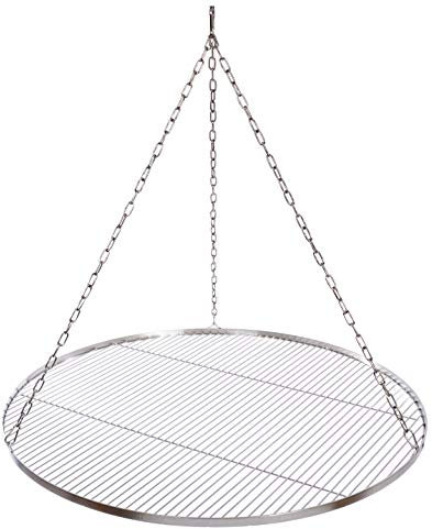 Grillrost Ø 100 cm mit Kette Edelstahl 4 mm Grillstabdicke Stababstand 14 mm für Schwenkgrill BBQ Dreibein