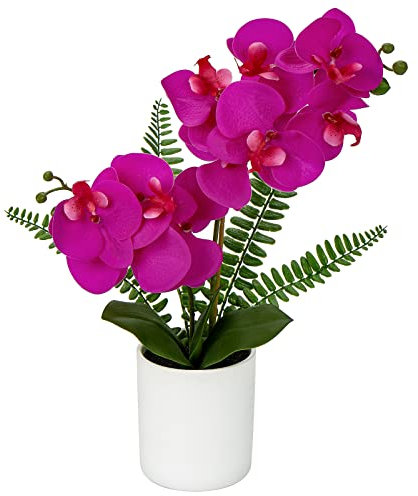 Orchidea Artificiale in Vaso, Orchidee Finte da Interno, 15.9”/ 40CM Decorativo Vero Tocco Bonsai Tavolo da Pranzo centrotavola Ornamento da Bagno, Viola