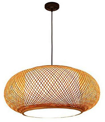 Retro Gewebte Hängeleuchte Deckenleuchte LED Pendellampe Natürlichen Bambus Und Rattan Gewebten Kronleuchter Kreative Altmodische E27 Deckenlampe Handbuch Weben Pendelleuchte,60cm