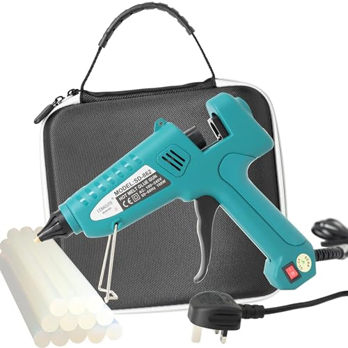 LEBACUTE Hot Glue Gun 100W, Professional Melt Glue Guns kit Full Size,Anti Scalding Design Heavy Duty with 12 Pcs Premium Glue Sticks (11.2mm x 150mm) and 1 Carrying Case